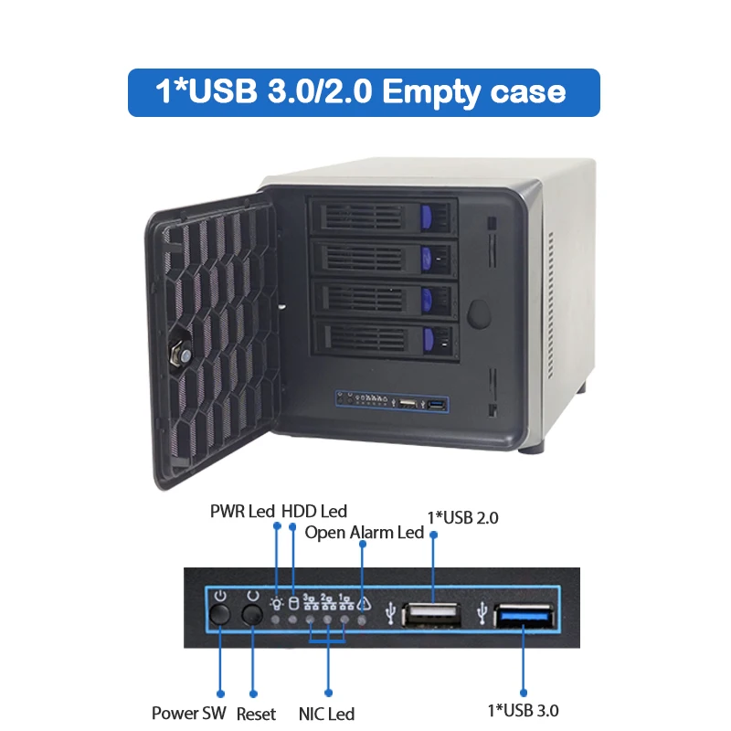 PCケース Mini-ITX HDD4ベイ NAS向き マザボ、電源付 ：12台のHDDを