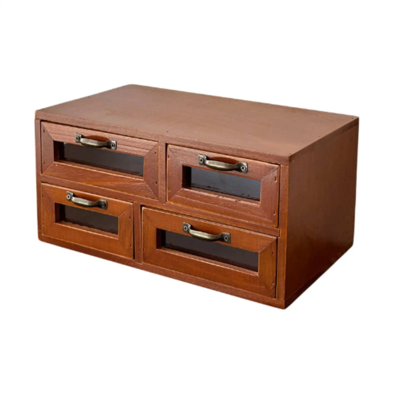 Desk Organizer Box with Drawers Wooden Desktop Organizer for Keys Cosmetics Jewelry and Office Supplies Drawer Cabinet