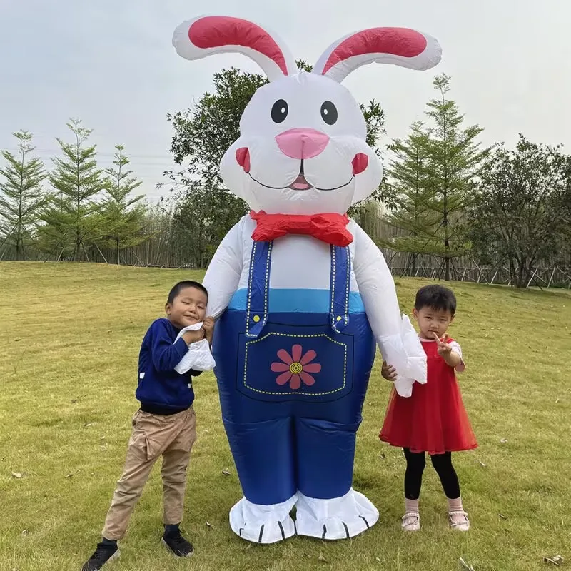 Costume Gonfiabile Da Coniglietto Pasquale Per Adulti - Unisex, Rosa, Con Ventola - Per Feste E Carnevale - Foto 6