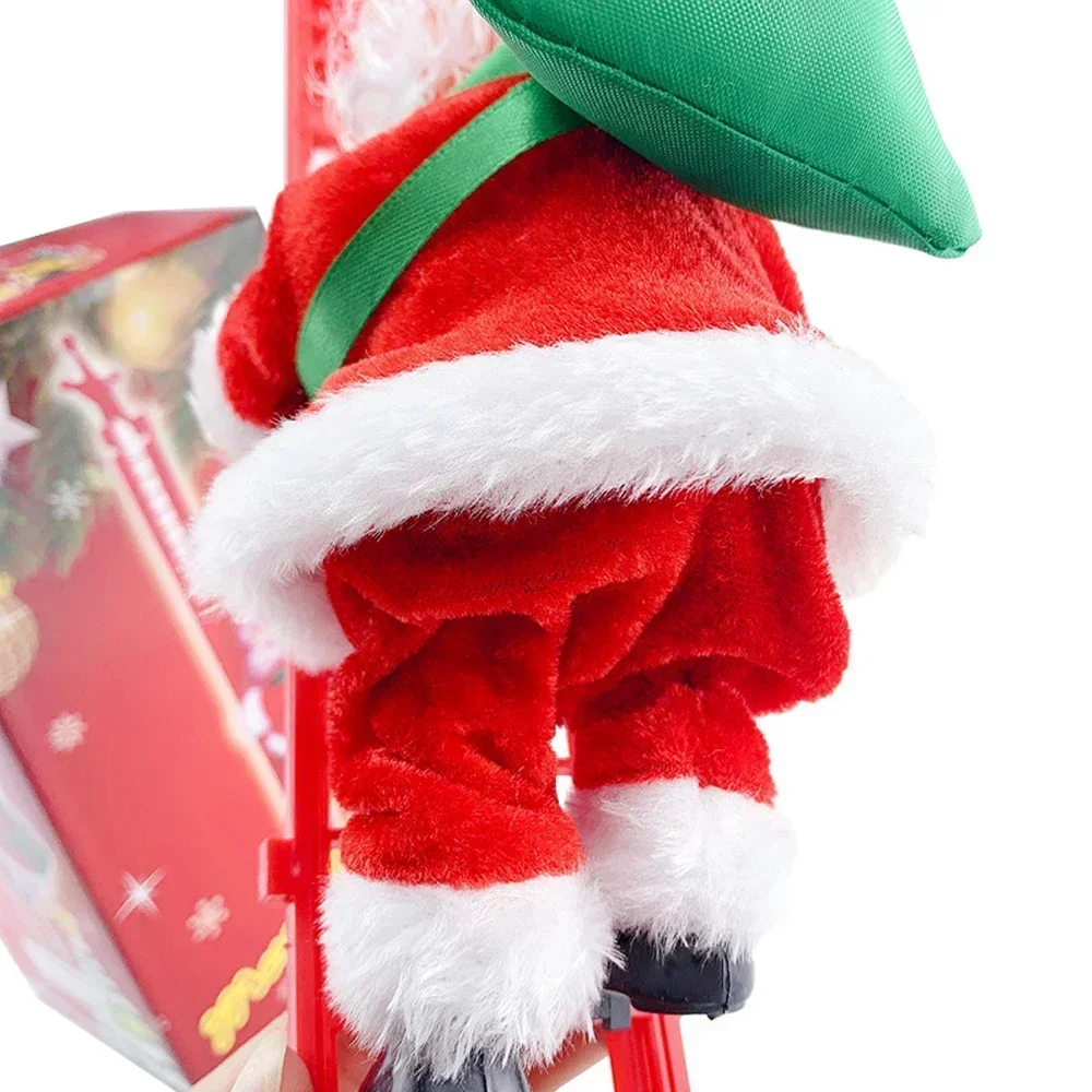 Electric Climbing Ladder Santa Claus NewYear Gift Christmas Ornament Decoration For Home Christmas Tree Hanging Decor With Music