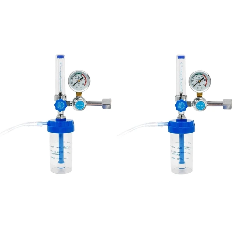 

New 2Pcs Oxygen Flow Meter Oxygen Flowmeter Pressure Gauge Oxygen Pressure Valve Regulator 0-10L/Min G5/8