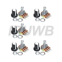 Premium Rotary Potentiometer Assortment with White Caps - Set of 5 - 1M