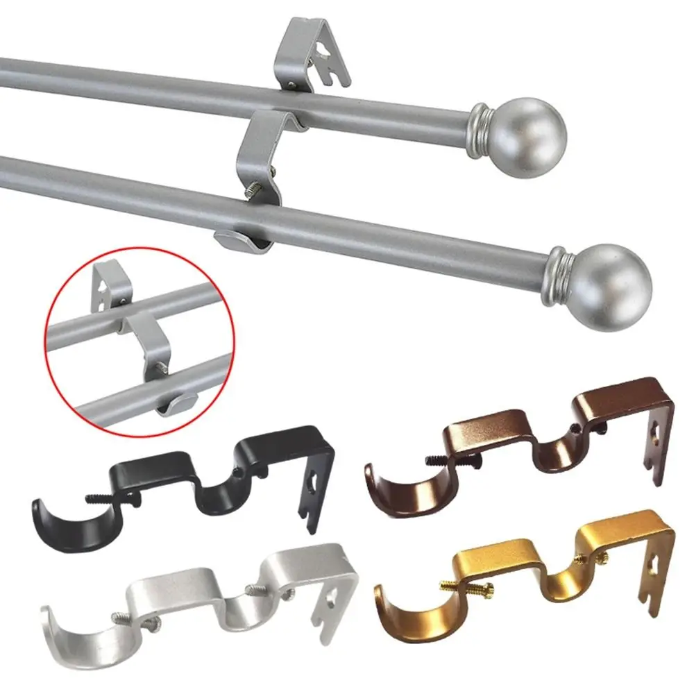 Description Picture 5 of itemCurtain Rod Brackets Hanging Rack Hook Shower Curtain Pole Bracket Double Hang Hanger Holder Practical Bathroom Hardware