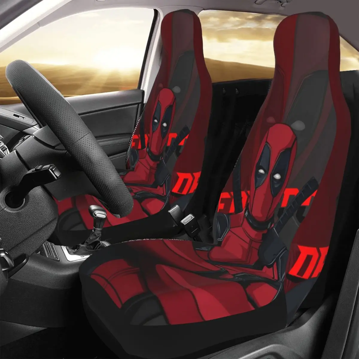Deadpool Superhero Comics Car Accessory Front Seat Covers for
