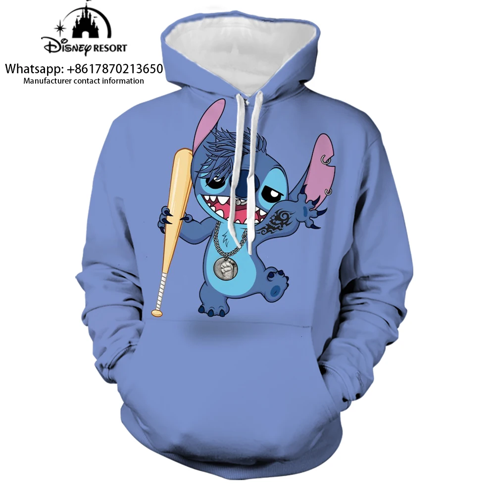 

Fall Ladies Hoodie Japanese Cartoon Kawaii Girls Disney Stitch Anime Hoodie Fashion Street Sweatshirt Hoodie Y2K Clothing