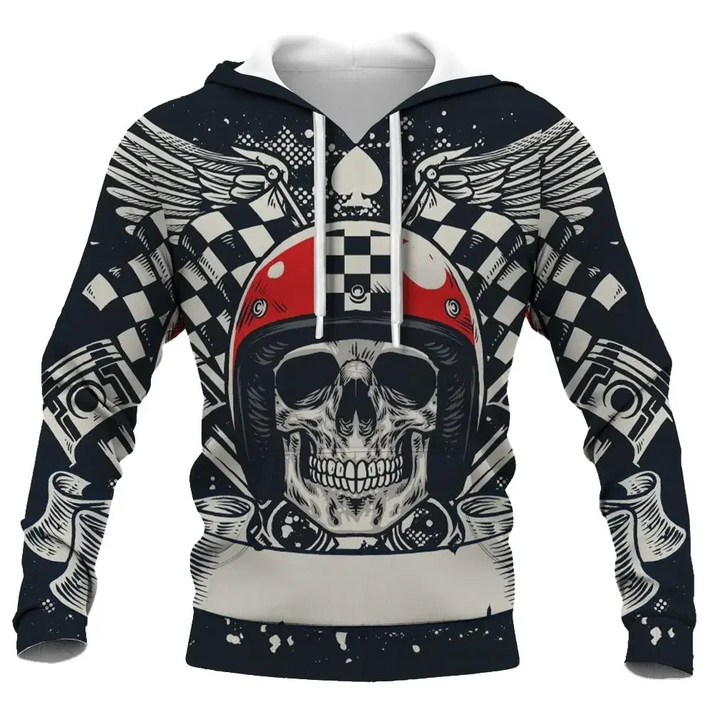 thumbnail image 1 of Sudadera con capucha para hombre con estampado 3D de calavera y motocicleta, sudadera de gran tamaño con estampado gráfico, sudadera de calle a la moda para hombre, camisetas casuales para hombre, 1 of 5