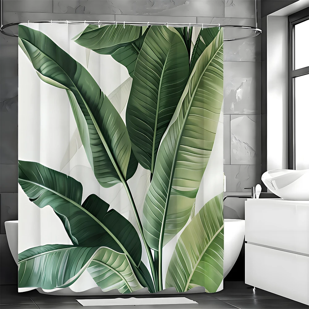 Tropical Banana Leaf Shower Curtain Bathroom Decorative Shower Curtain Waterproof Curtain with Hooks shower curtains