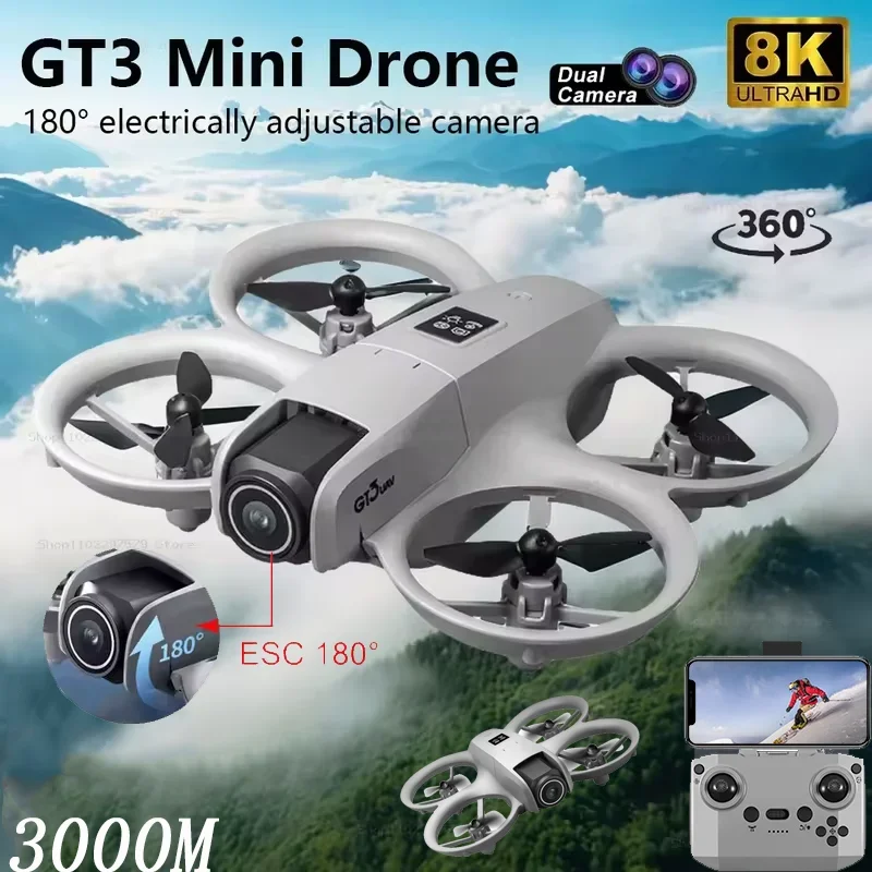 LED 접이식 드론 GPS 8K HD 180 기능을 갖춘 GT3 미니 °   듀얼 ..