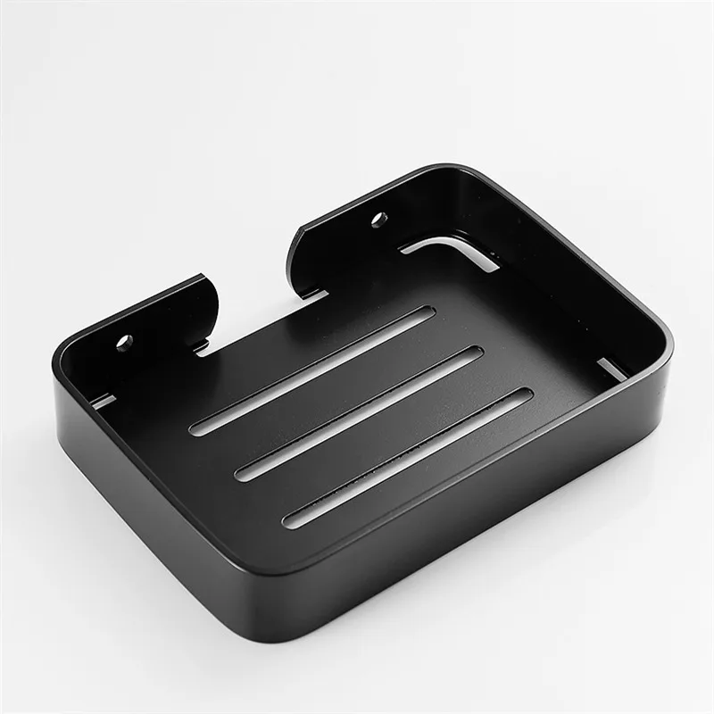Soap Dish Storage Holder Aluminum Bathroom Soap Holder Shower Wall Mounted Decorative Dishes Box Basket Square
