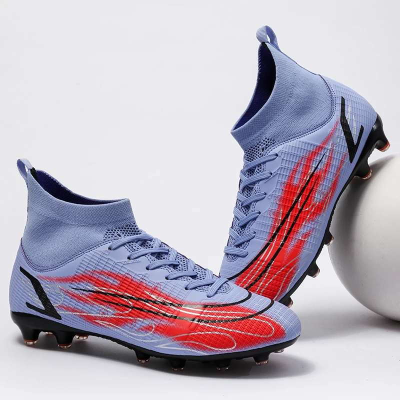 

New Arrival Soccer Shoes TF/FG Football Boots Anti-Slip Outdoor Lawn Professional Training Sneakers Two Tone High Top Footwear