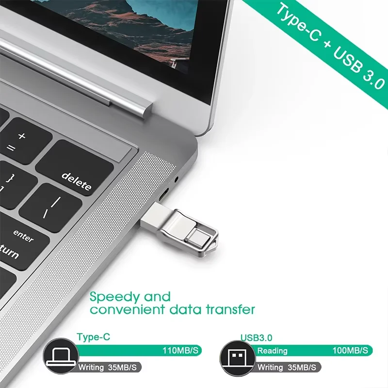 High-Speed 256GB USB 3.0 Flash Drive - Original 2-in-1 USB & Type-C Pen Drive