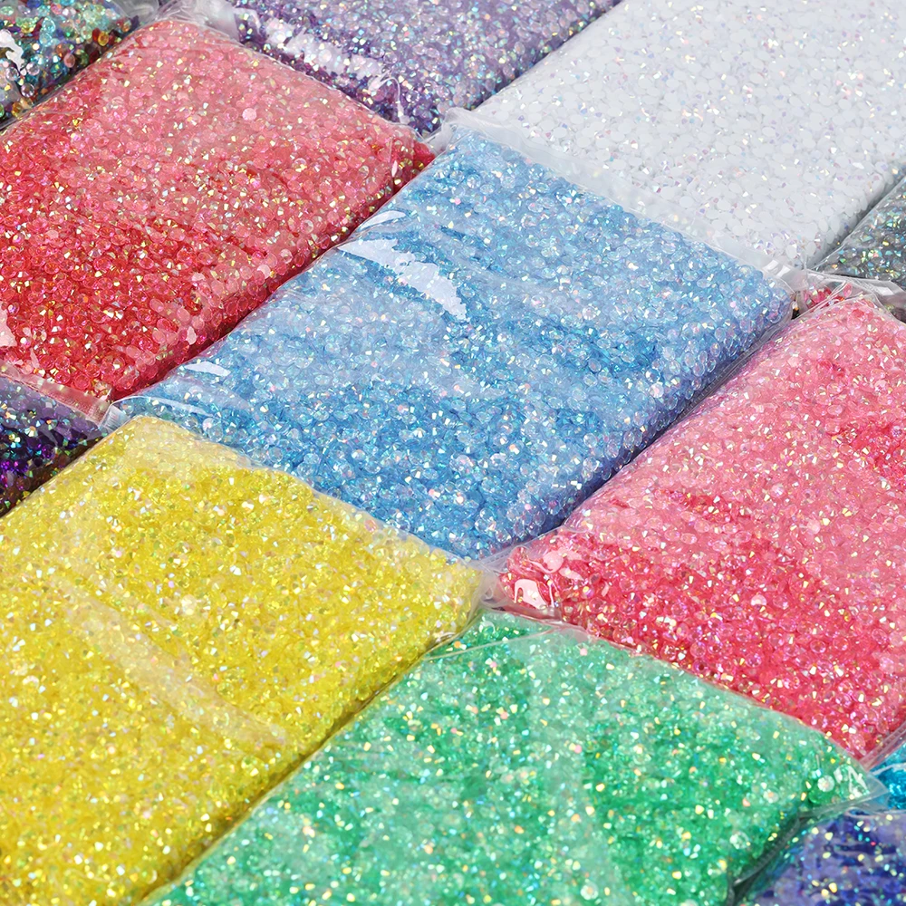 Bulk Wholesale Jelly Color AB Transparent Faceted FlatBack Resin Rhinestones for Nail Art & Garment Decoration