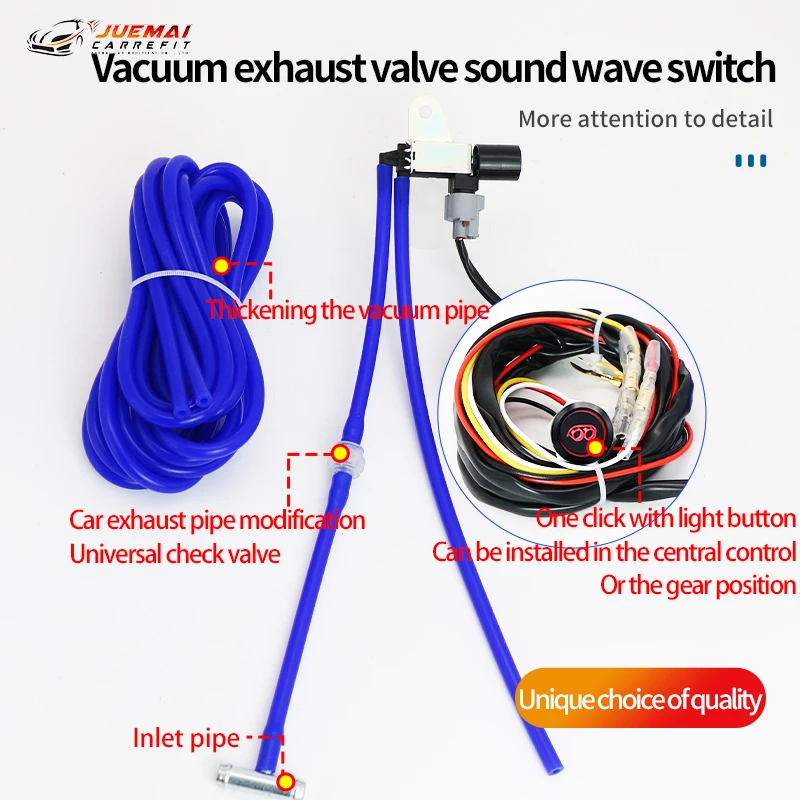 Vacuum Solenoid Valve Remote Control Switch with Light Button for Car Exhaust Pipe System Universal Modification exhaust control valve,exhaust pipe valve