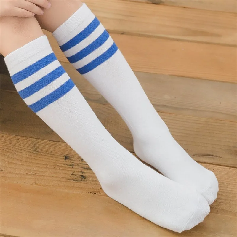 Children Knee High Cotton Socks Boy Girl Baby Students Stripe Soft Sport's Socks For Spring Autumn 1-10 Years Kids Golf