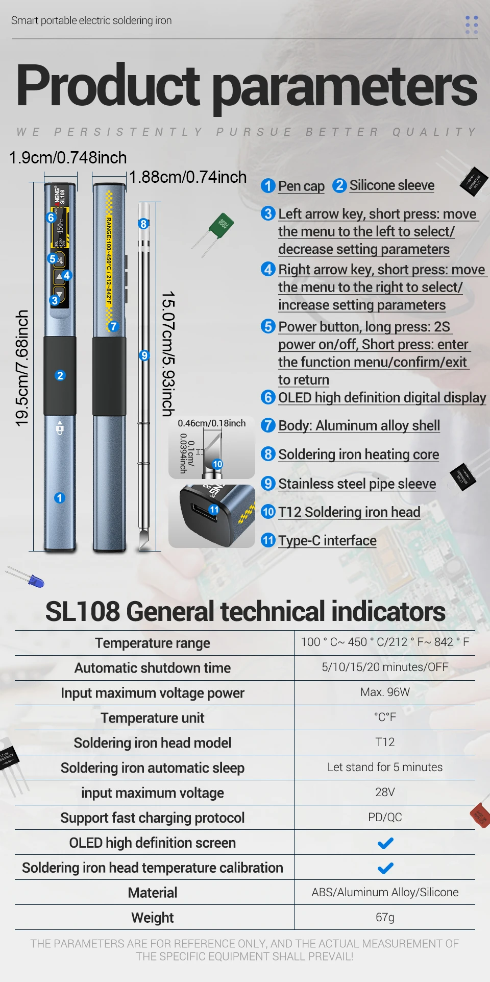 Kit de Ferro de Soldar Elétrico ANENG SL108 Vista 8