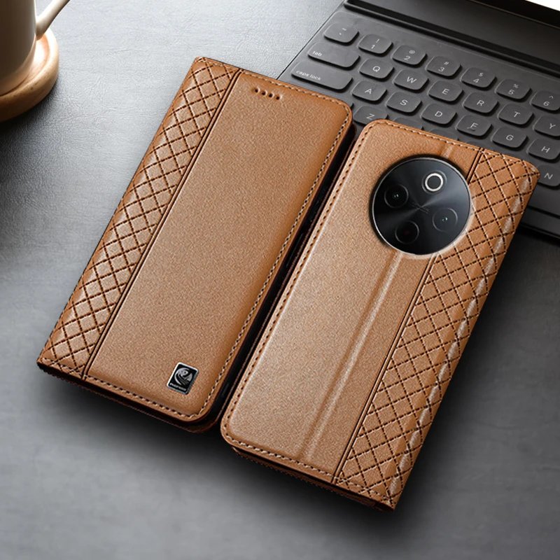 Napa Inner Grid Genuine Leather Flip Case - Premium Smartphone Cover