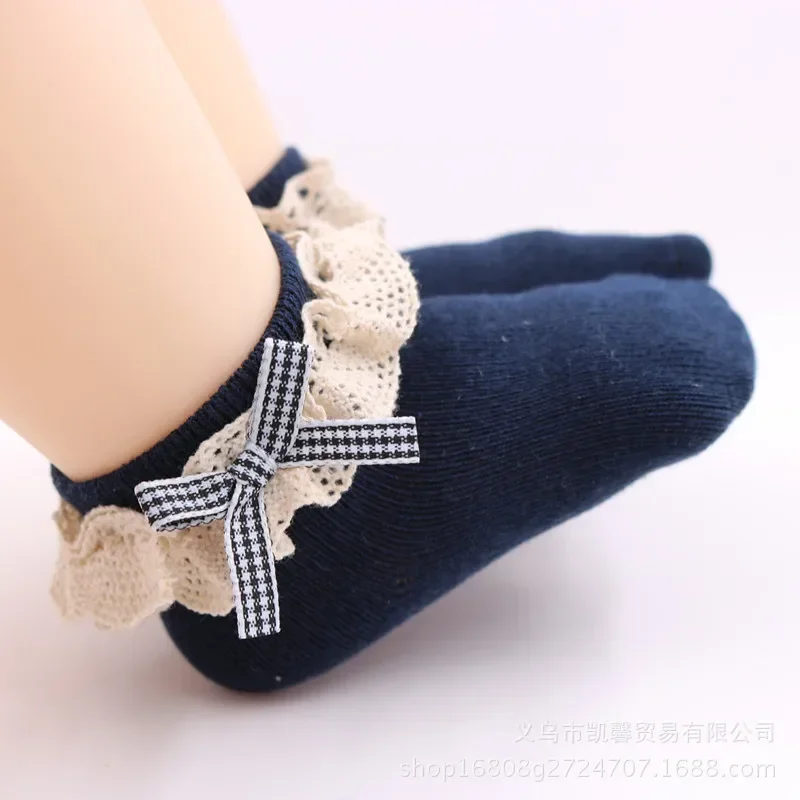 Children's Lace Bow Embroidery Spring Summer Autumn Baby Princess Korean Fashion Girls Lace Short Boneless Cotton Socks