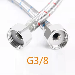 304 Stainless Steel Flexible Plumbing Pipes for Hot & Cold Water Supply - Bathroom & Kitchen Mixer Faucet Hoses (G3-8 Hose)