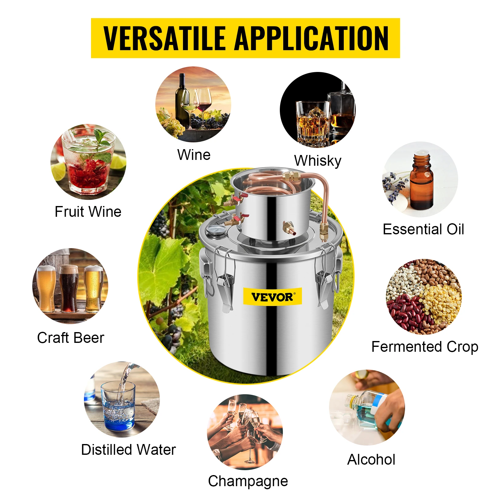 Vevor 3 5 8 Gal Alcohol Distilleerder Machine Moonshine Apparaat Bier Brouwen Apparatuur Diy Wijn Dispenser Kit Voor Huishoudapparatuur