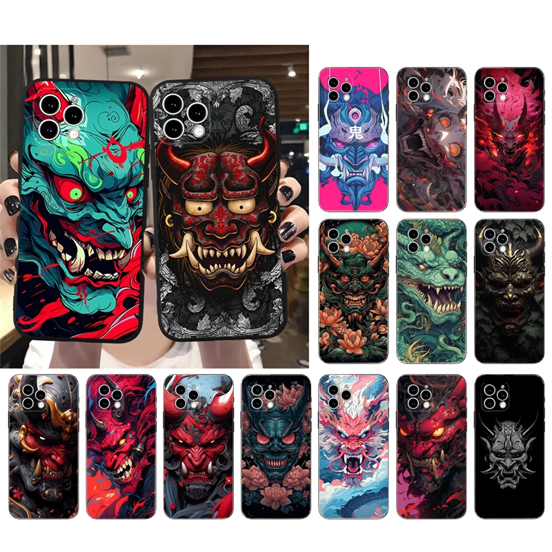 Oni Mask Japan Art Phone Case Per Iphone 15 14 Pro Max 13 12 11 Pro Max Xsmax Xr 12 13 Mini 14 Plus