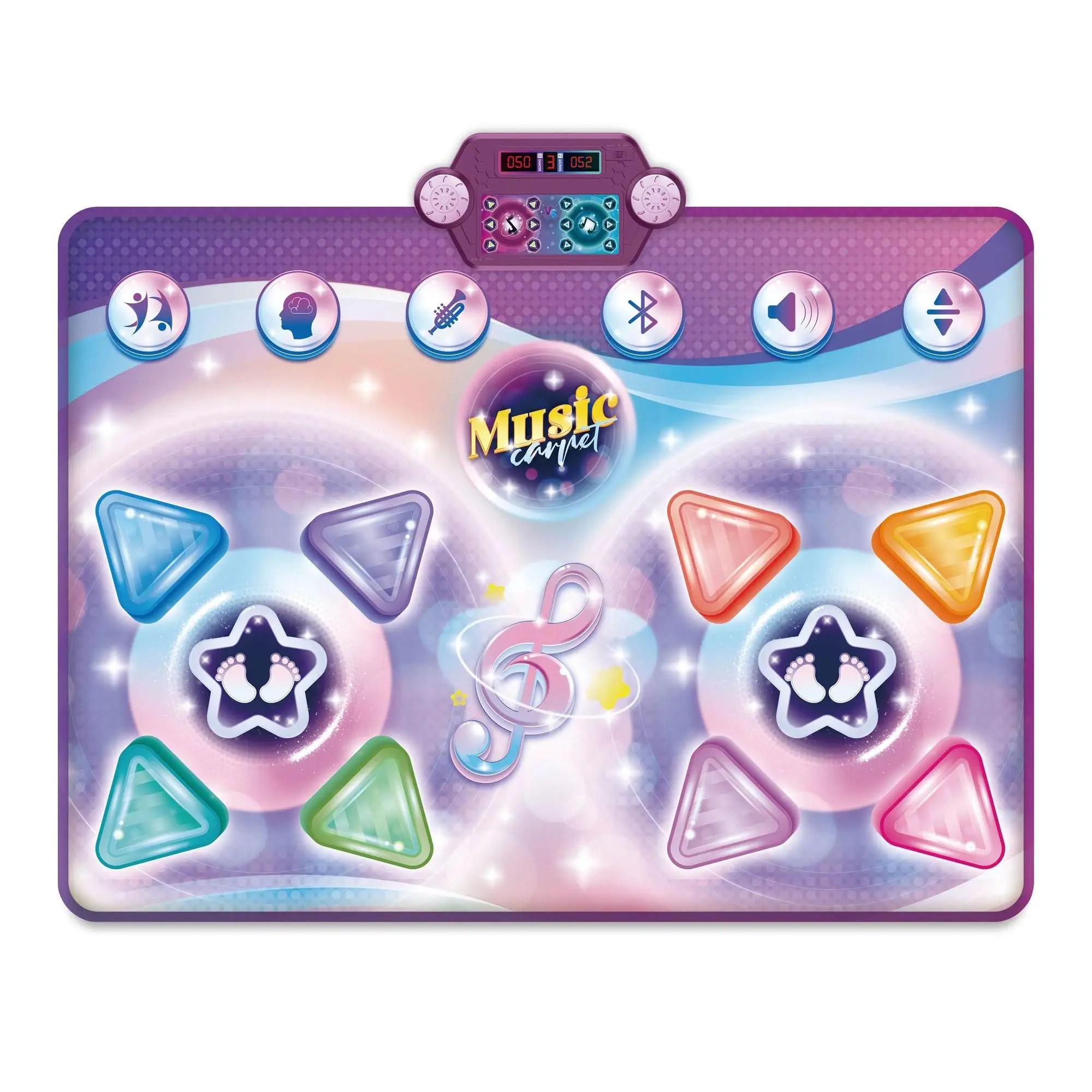 Double-person dance mat children's toy, which can be folded and stored. It is a music-based family interactive game. 1