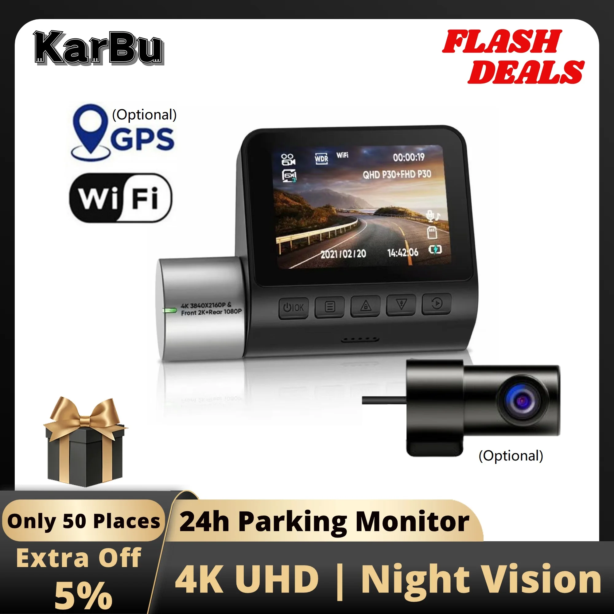 Dashcam 4K GPS WIFI 24h Parking Monitor Dash Cam Night Vision Dual Camera  for Car Dvr Front and Rear Dvrs Mini Video Registrator - AliExpress