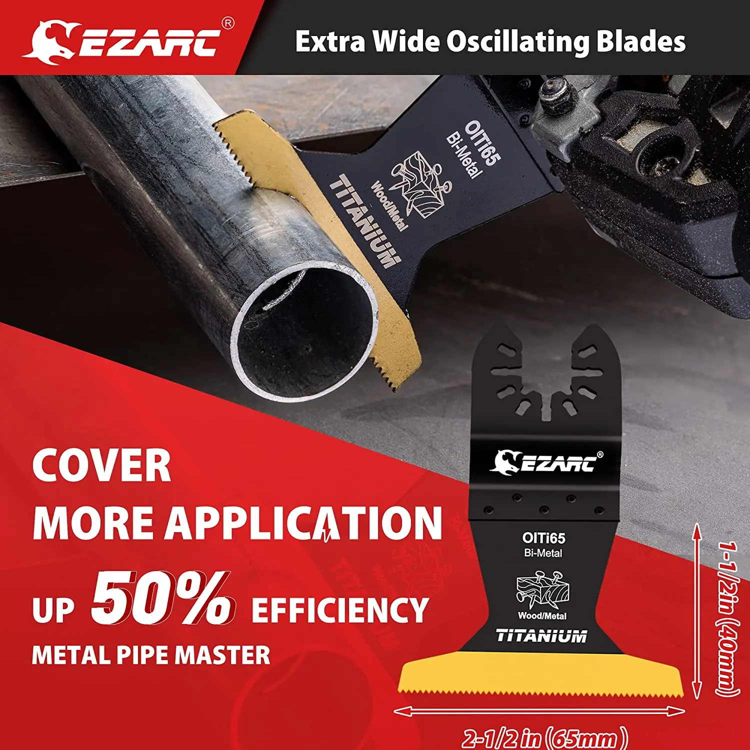 Ezarc 4 Stuks Titanium Oscillerende Zaagbladen Kit, Plink Snijden Multitool Messen Voor Metalen Houten Spijkers Schroeven, Flush Cut Universeel