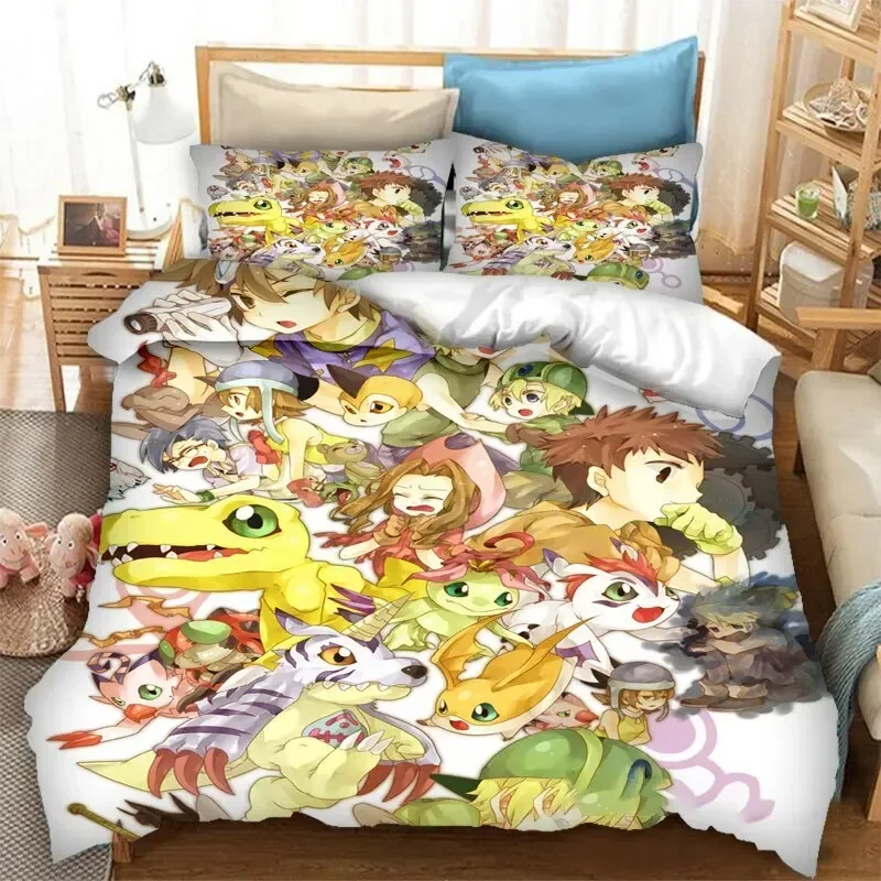 Anime Digimon Adventure Bedding Set Duvet Cover Bedroom Comforter Covers Single Twin King Size Quilt Cover Home Textile 2/3PCS