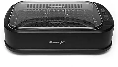 

XL Smokeless Indoor Removable Grill and Griddle Plates, Nonstick Cooking Surfaces, Glass Lid, 1500 Watt, 21X 15.4X 8.1, Blue