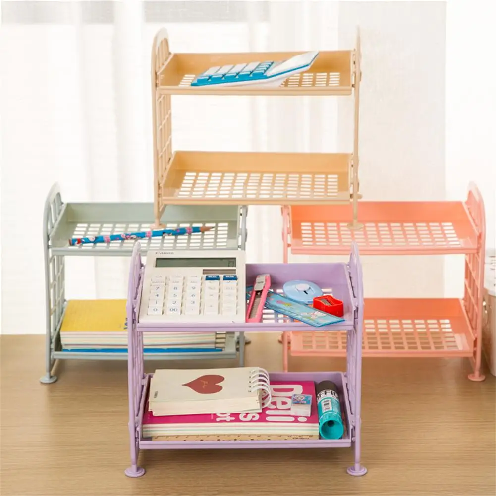 Double Layer Storage Rack Folding Household Bathroom Storage Shelf Desktop Organizer For Cosmetics Jewelry