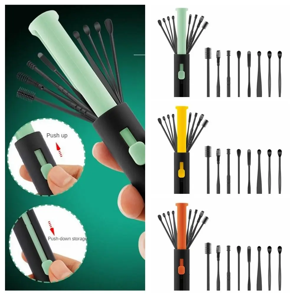 

8 Pcs/Set Ear Wax Pickers Stainless Steel Earpick Wax Remover Piercing Kit Earwax Curette Spoon Care Ear Clean Tool Ear Cleaner