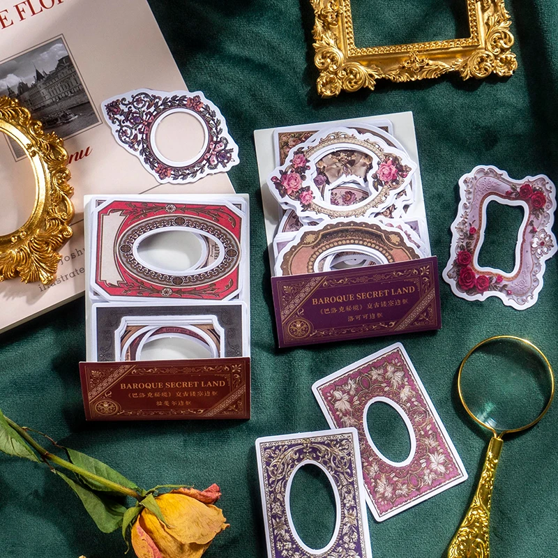 

Yoofun 30pcs/pack Baroque Frame Deco Stickers for Mini Photo Scrapbooking Collage Junk Journal Vintage Decor Accessories