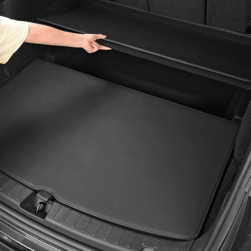 For Tesla Model Y Model 3 Highland Leather Trunk Mats Rear Seat Back Protector Pad Backrest All Weather Liner Pet Anti-kick Pad — view 6