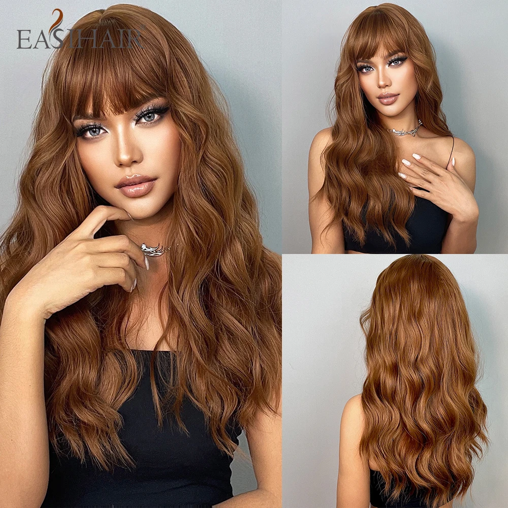 Sintéticas para Mulheres Resistente ao Calor Easihair Longo Marrom Ondulado Perucas Natural Diário Cosplay Festa Cabelo Fibras Peruca 17 Computers & Electronics