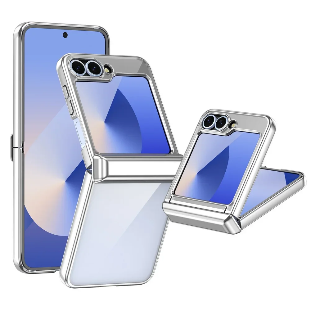 Luxury Electroplated Transparent Shockproof Case with Folding Hinge Protection