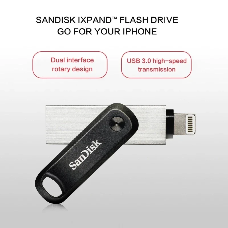 Sandisk ixpand-USB 3.0 otgフラッシュドライブ,メタルペン,64GB,128GB,iPhone  X/8/7/6/iPad用ディスク,sdix60n