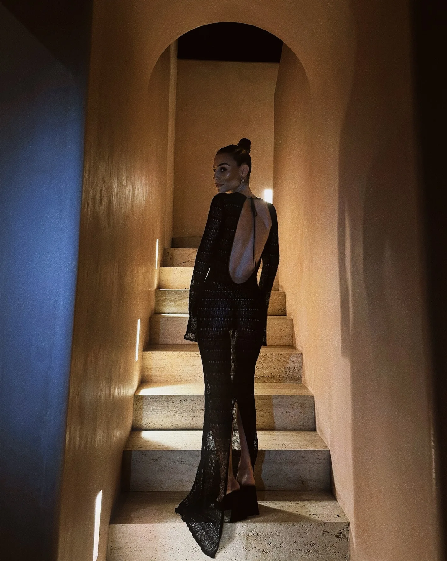 Hollow Slit Long Dress Women's Beach Cover-up Bohemian Dress Floor-length Backless Mermaid Evening Gown Sexy Knit Dress