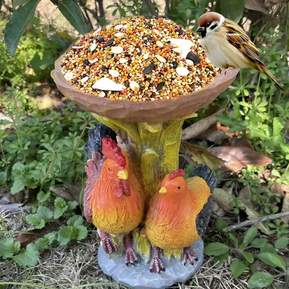 Garden Birds Feeder Decorative Resin Free Standing Animal Feeder Station Outdoor Fairy Tree House Animal Sculpture Ornament