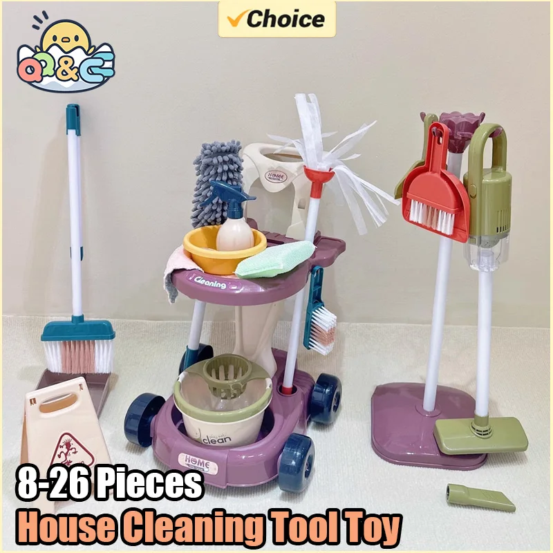 Plastic Kids House Cleaning Tool Toy Set for Pretend Play