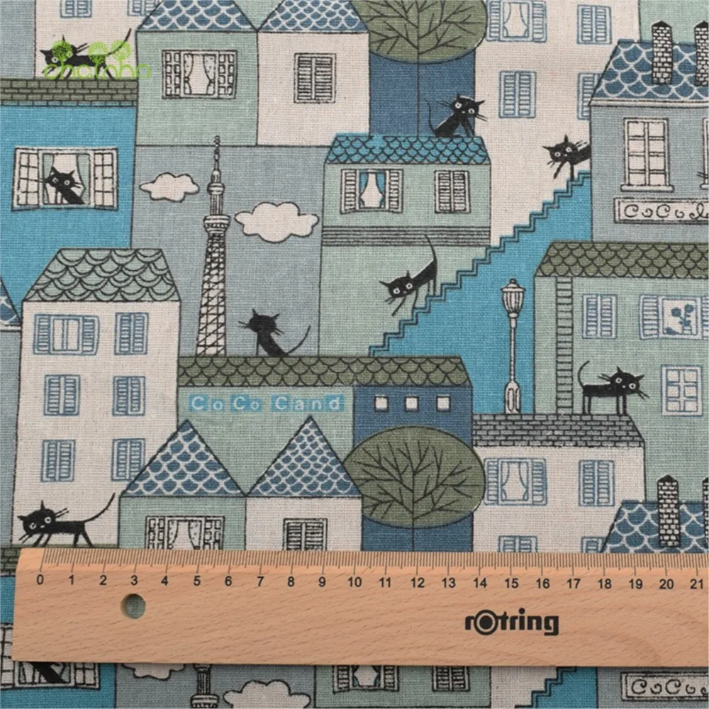 Chainho,Printed Cotton Linen Fabric,DIY Sewing Material,Handmade Patchwork Cloth,Table Cloth,Furniture Cover,Sofa Cushion,CL34