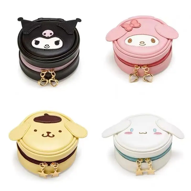 

New Kawaii Sanrio series authentic My Melody Cinnamoroll Kuromi anime cartoon pu cute round zipper storage box coin purse gift