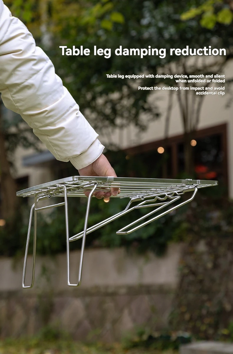 CAMPINGMOON Edelstahl Teleskop-Feldgestell Heim-Blumentopfrahmen Camping Mehrzweck-Klappbares Aufbewahrungsregal – Detail 5