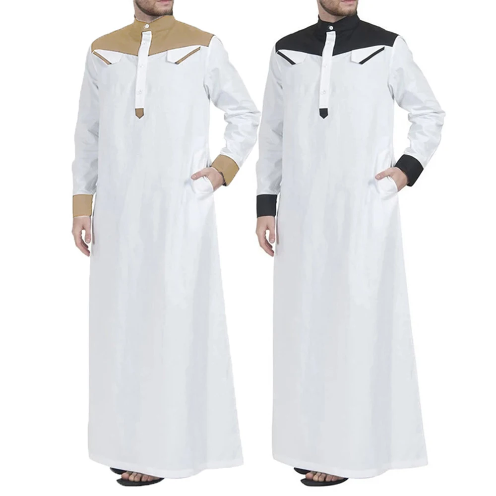 

Men Casual Loose Muslim Thobe Comfortable Clothing Long Sleeve Arab Saudi Kaftan Jubba Dishdas Long Tunic Kaftan Top Robe