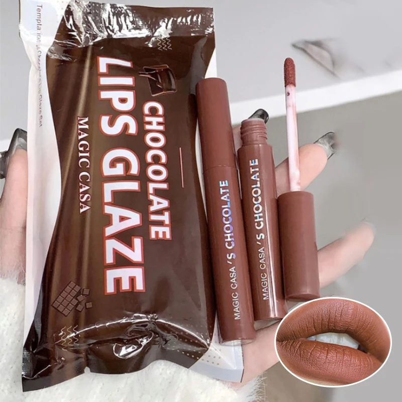 Chocolate five lip glaze set Mist matte lipstick girl student 1