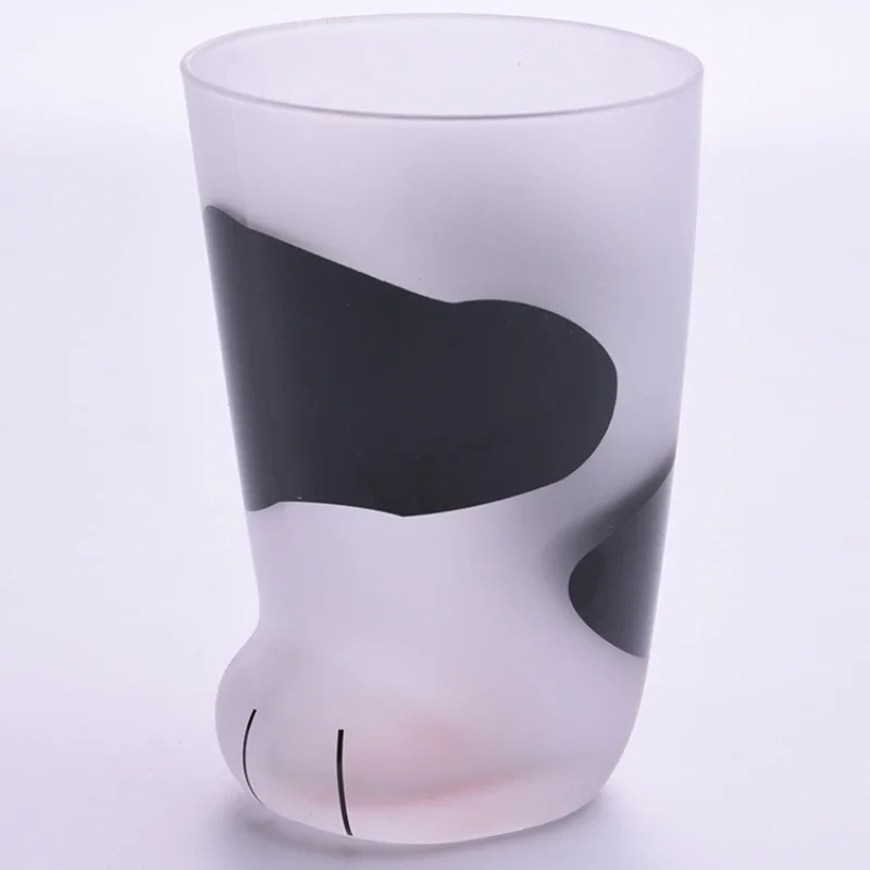Glass Water Cup Cat Paw Frosted Glass Cup for Coffee
