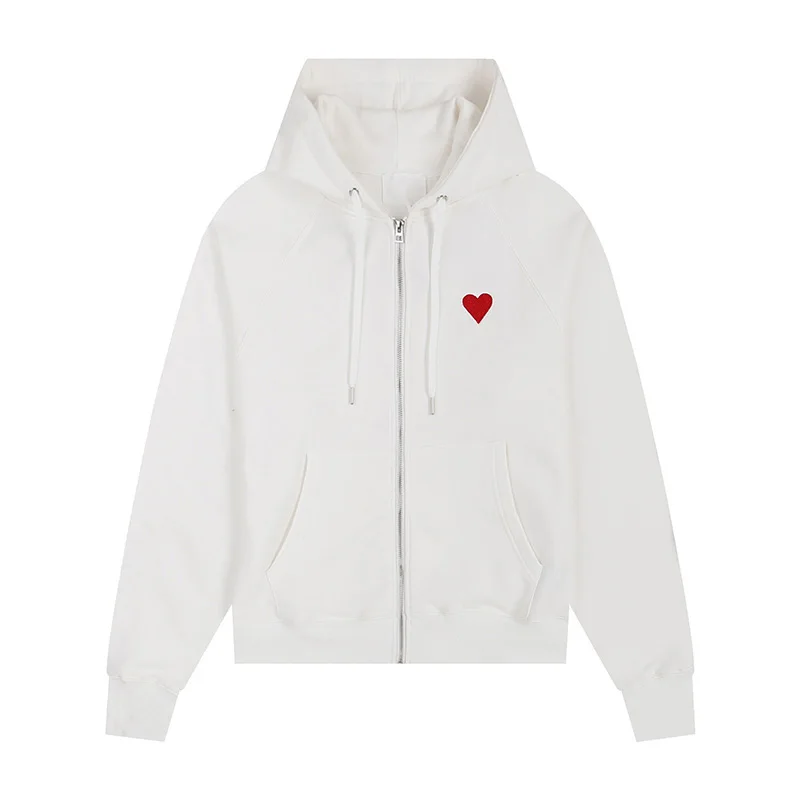 

Толстовка Мужская/женская с вышивкой, Модный повседневный свитшот на молнии, уличная одежда в стиле хип-хоп, пуловер с сердечком, Y2k