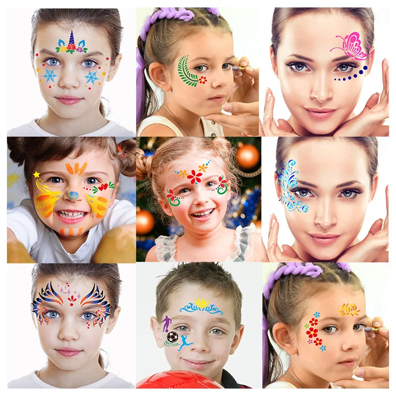 Kit De 28 Pochoirs De Maquillage Réutilisables – Pour Peinture Faciale, Halloween, Fêtes, Enfants Et Adultes