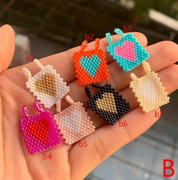 6PCS, Rainbow Heart Cross Pendant Miyuki Bead Necklace Charm, Love Bracelet Charm Colorful Accessories 2