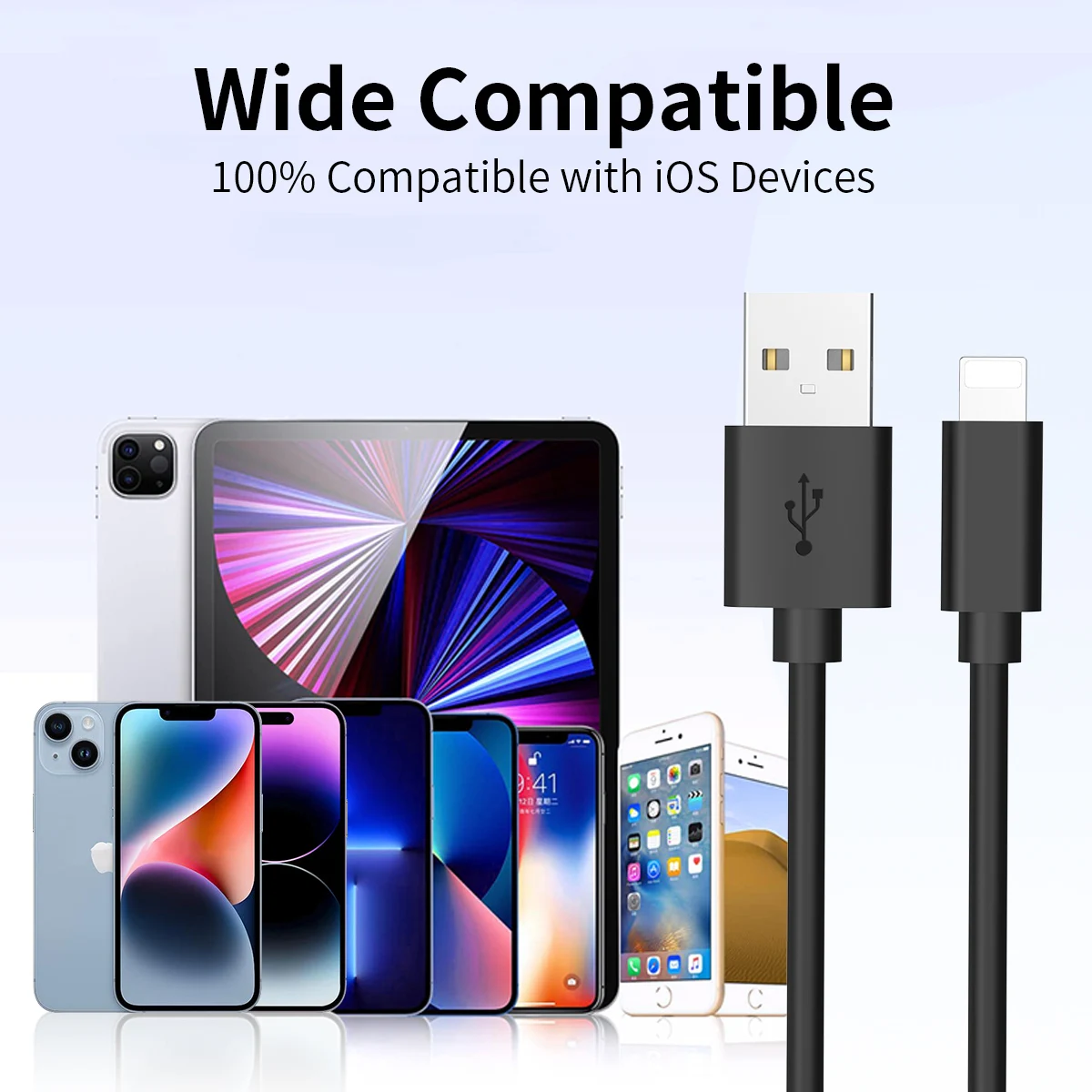 3.3 FT MFI 케이블 iPhone 14 13 12 SE XS Max XR X 8 Plus 7 6 Plus 용 프리미엄 나일론 USB-A-라이트닝 케이블 충전기 케이블