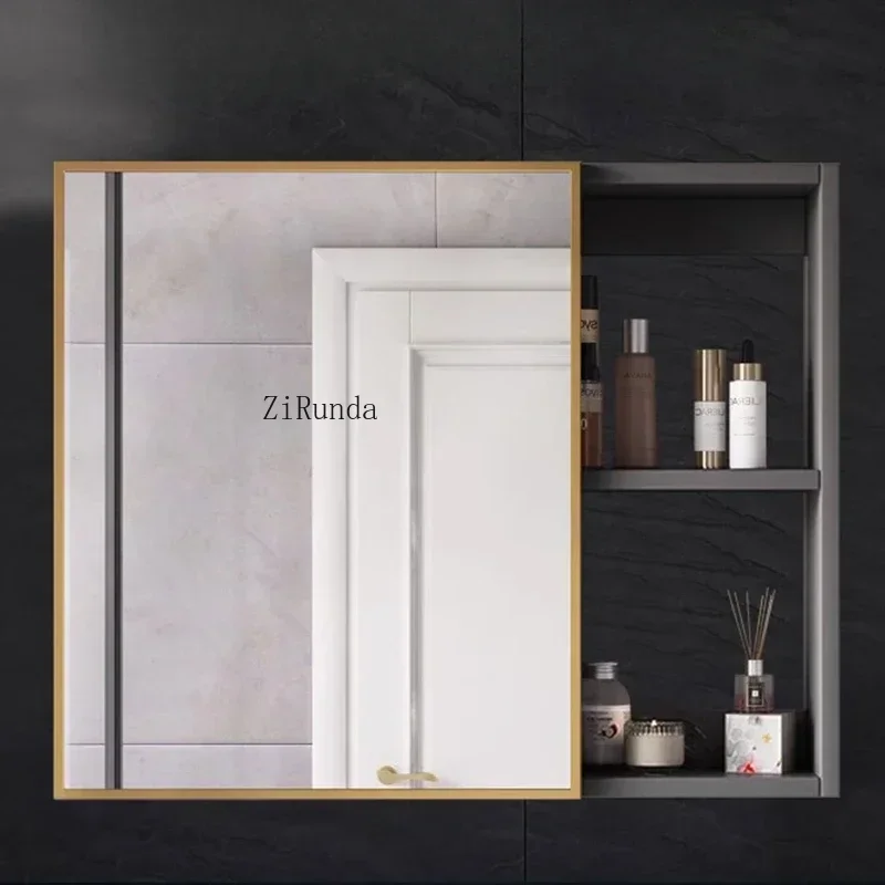 Nordic Style Wood Bathroom Cabinets Simple Armoire Shelves Storage Mirror Cabinets Toiletries Home Furniture Armoire Miroir FYBC